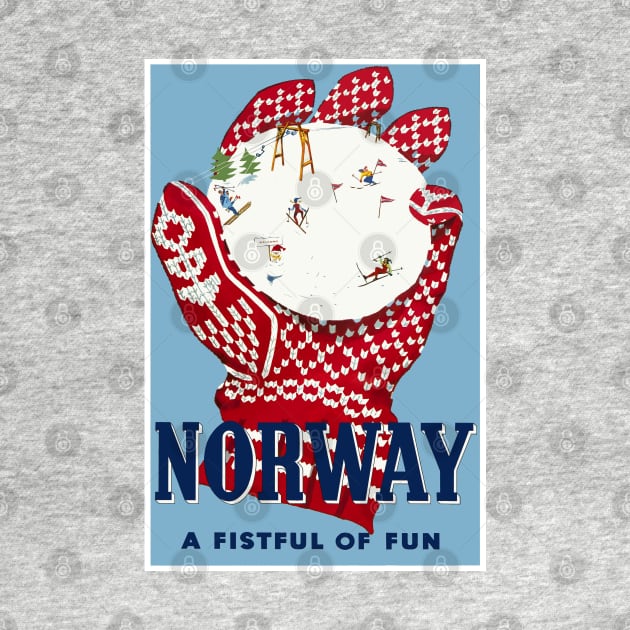 Norway, Travel Ski Poster by BokeeLee